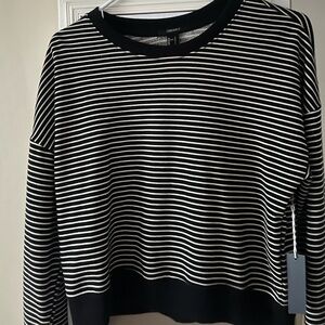 Forever 21 Black and White Striped Sweatshirt